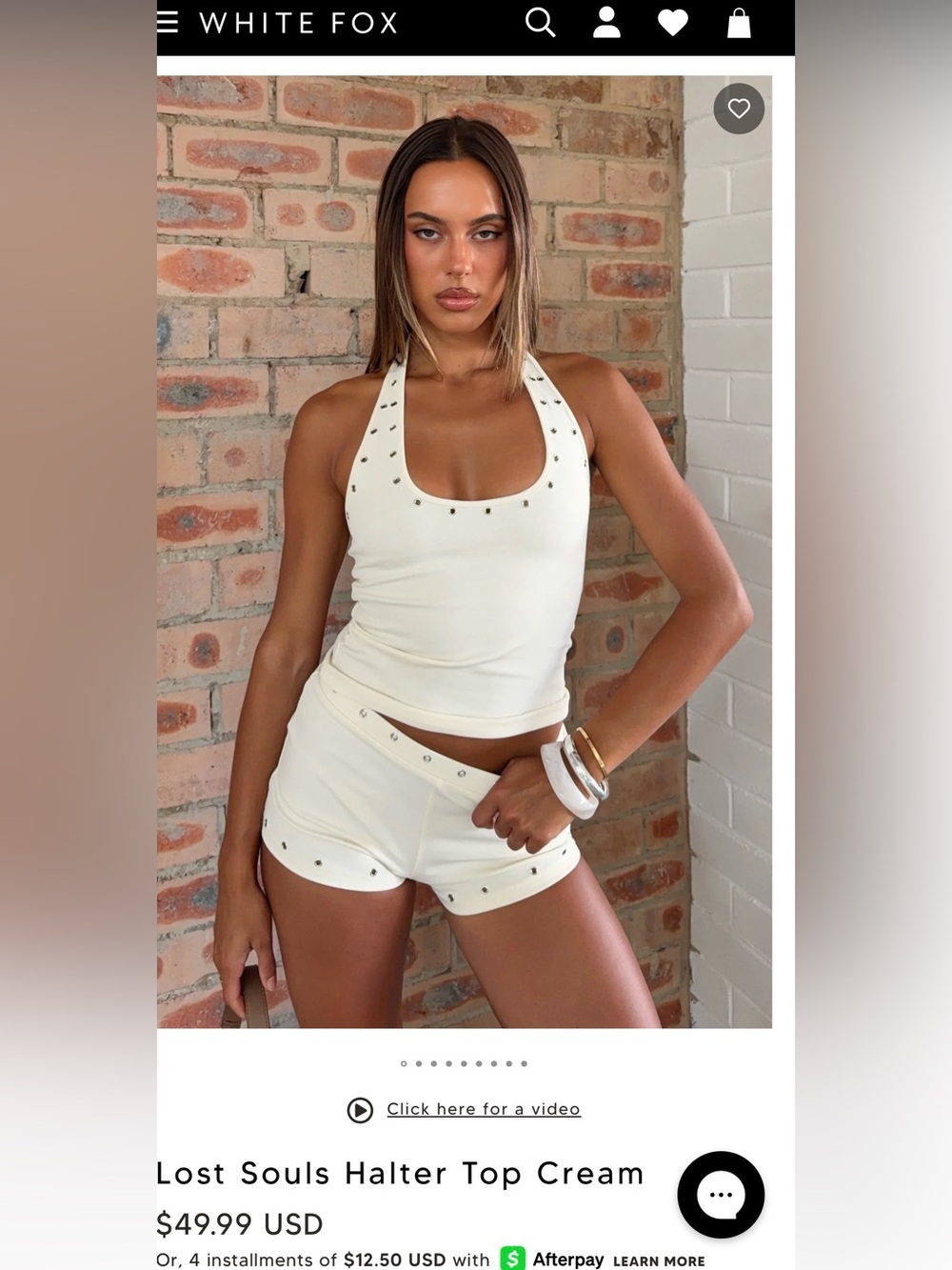 White Fox Boutique Cream Eyelet-Trim Tank & Short Lounge Set - Picture 4 of 5
